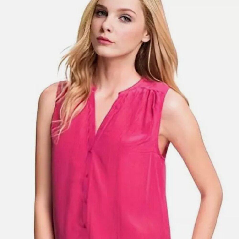JOIE Finnegan hot Pink Silk Sleeveless Top MEDIUM